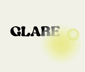 the word GLARE with a yellow sphere and transparent yellow shine over it.