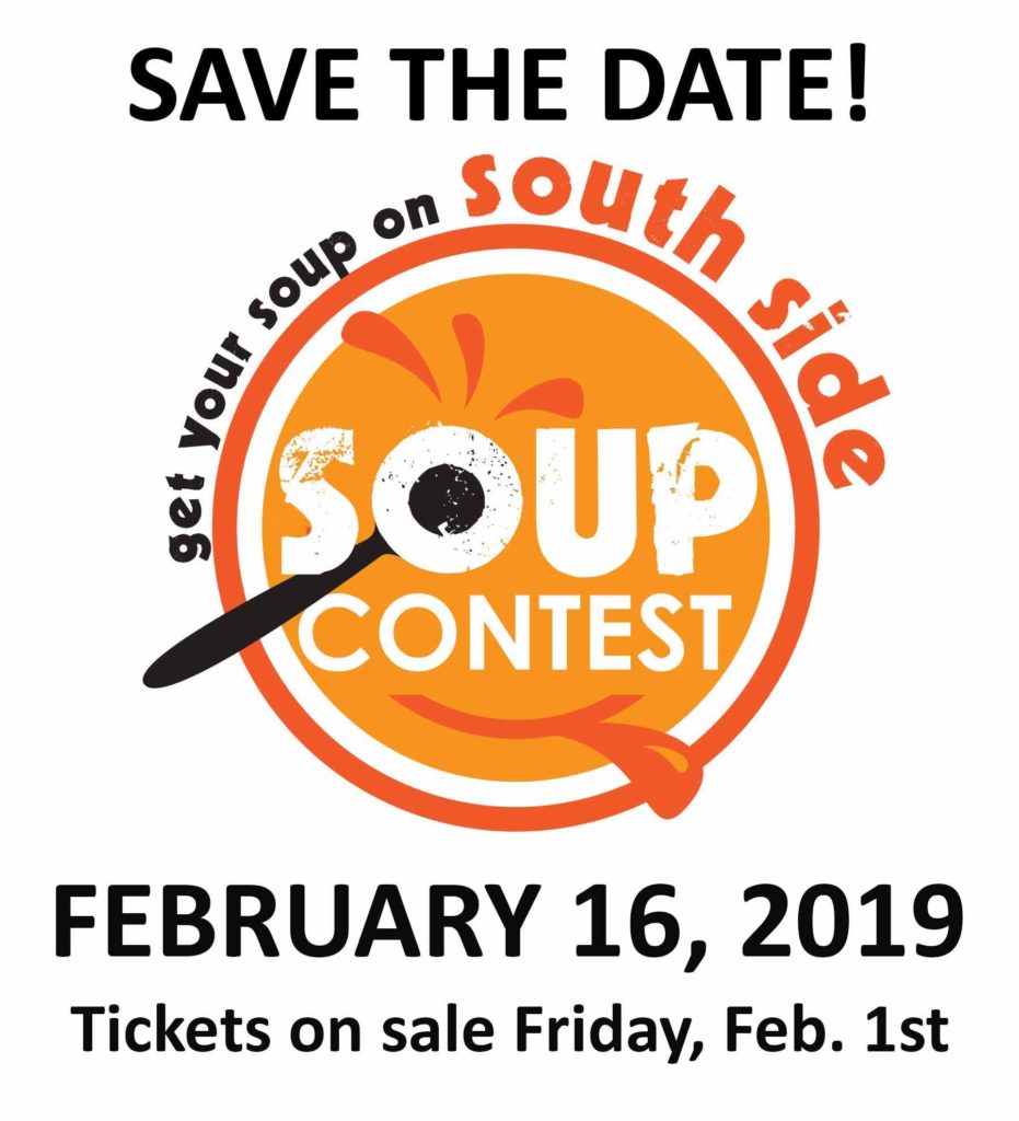 graphic with Save the Date February 16, 2019 for the South Side Soup Contest